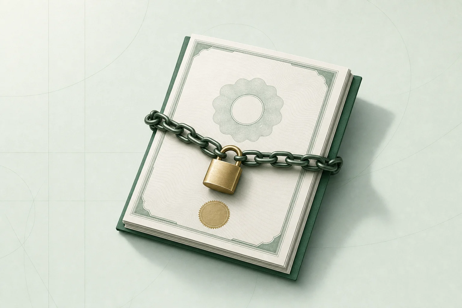 Documento con cadena y candado