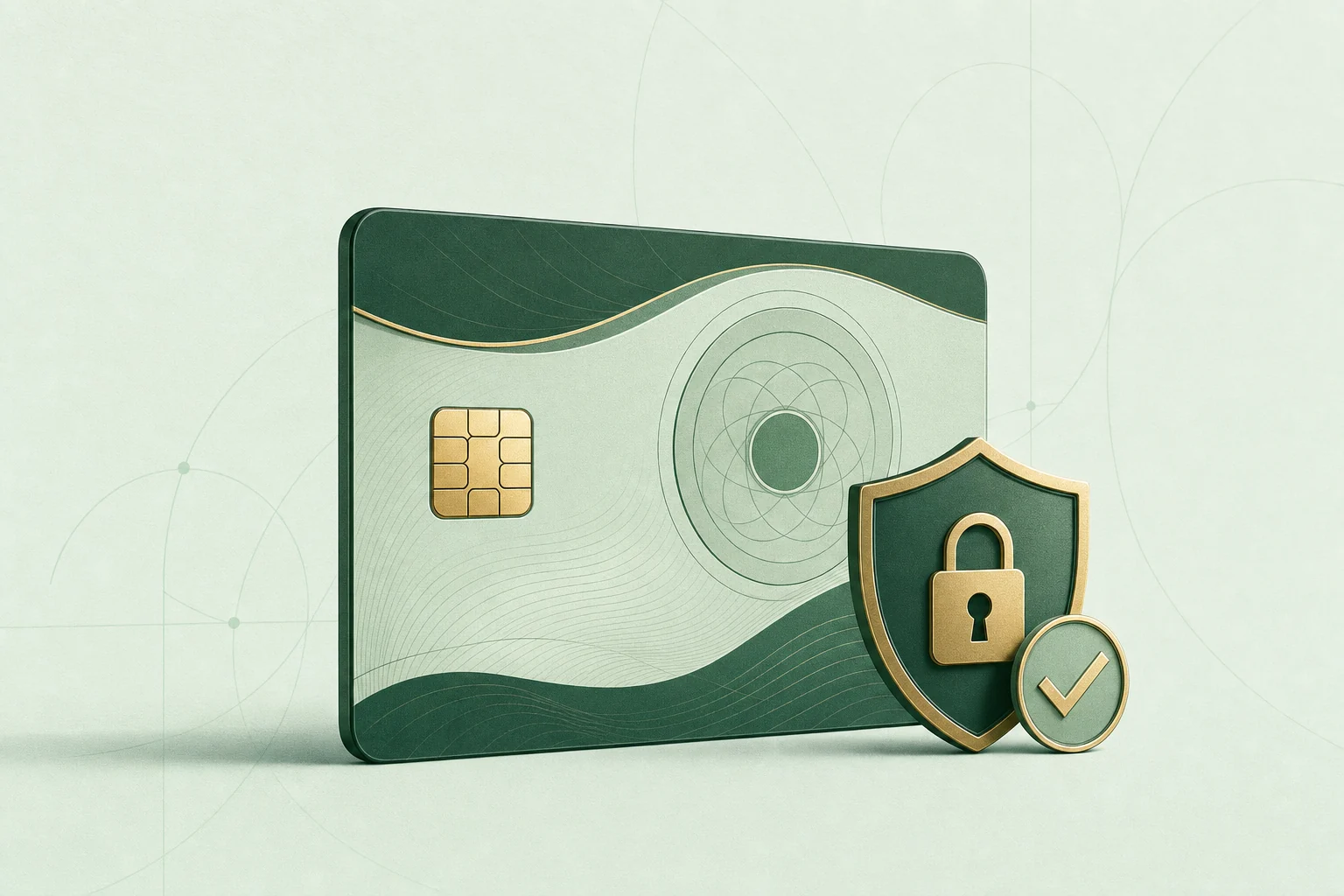 Tarjeta de certificado digital con chip y escudo con candado