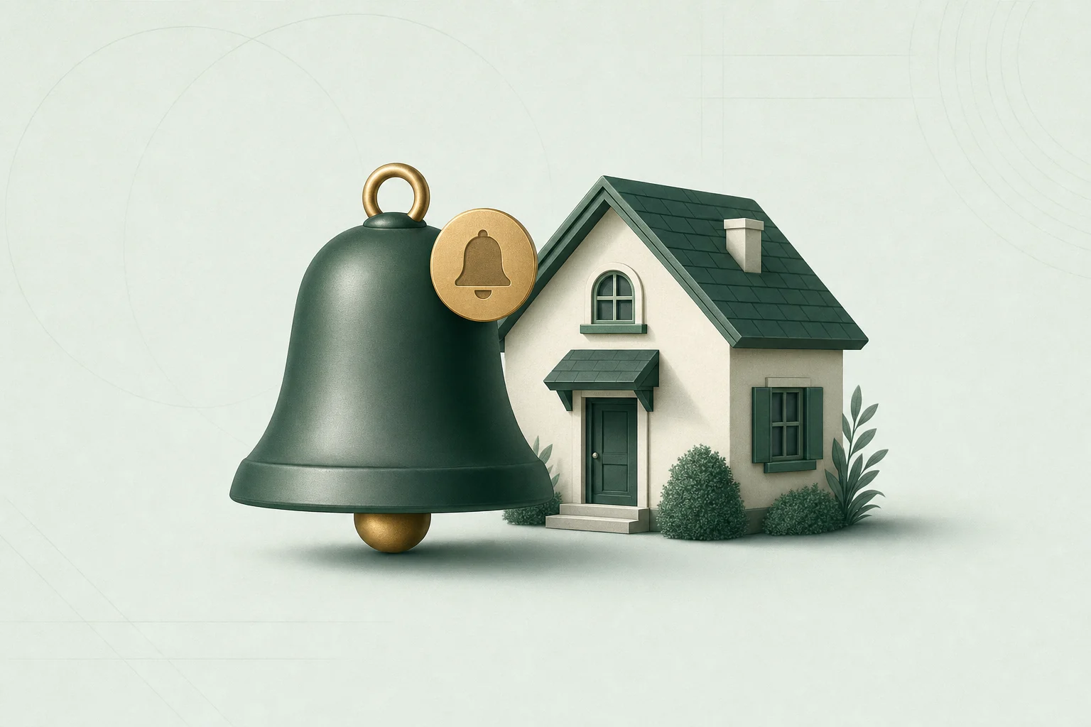 Campana de alerta con aviso junto a una vivienda