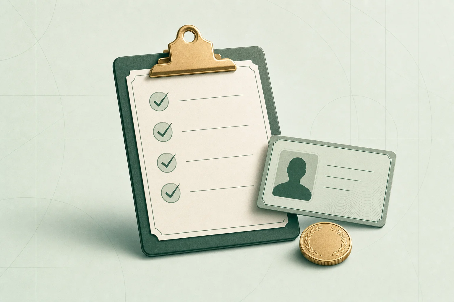 Lista de verificación con DNI y una moneda