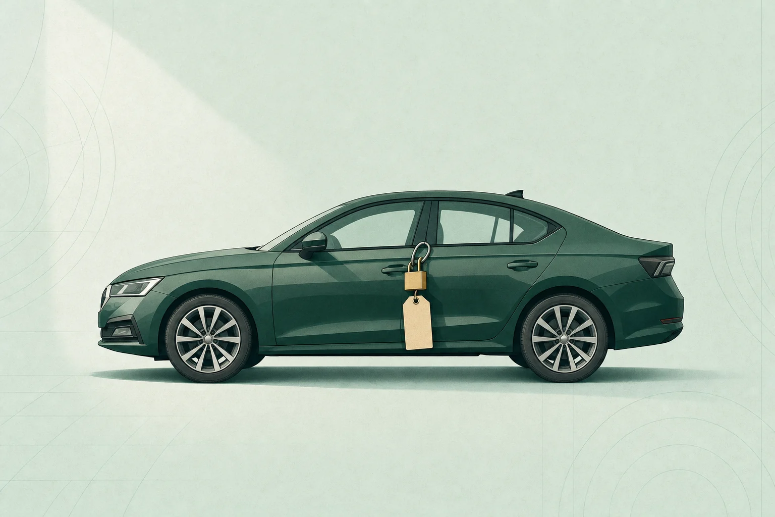 Coche con candado y etiqueta de embargo